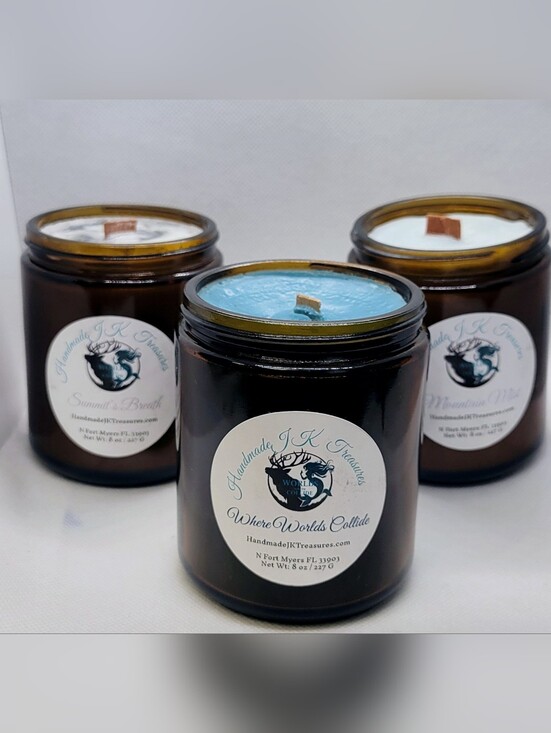 Hand Crafted Other - Artisan Vegan Soy Wax 8 Oz Candle Apothecary Jar Various Scents